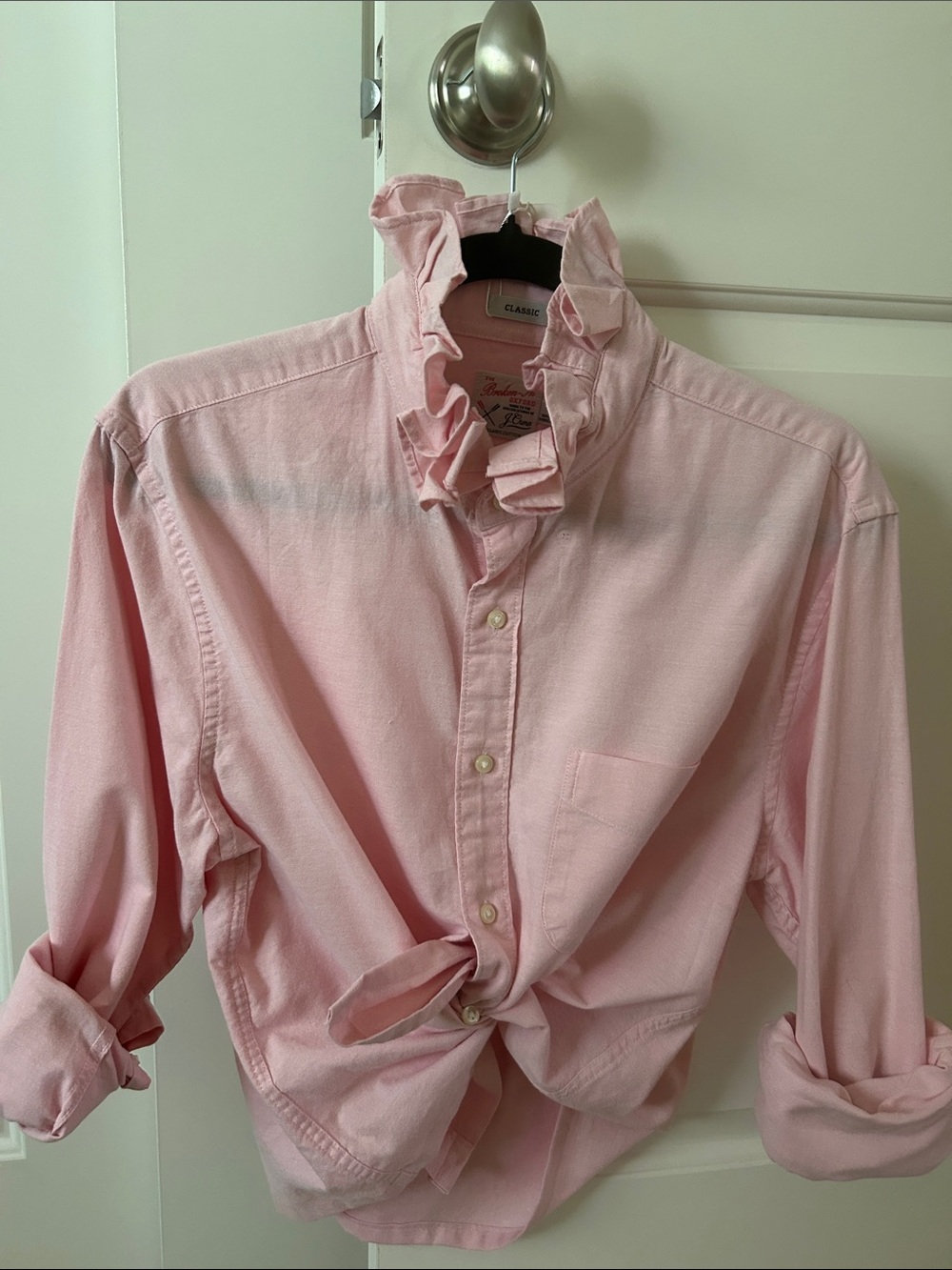 J. Crew Pink Oxford Ruffle-Collar Button-Down Shirt one of a kind!